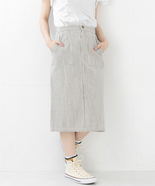 Ray BEAMS（レイビームス）の「○Ray BEAMS / バックチュール ヒッコリースカート（スカート・レディース・オフホワイト・1/0）」の21枚目の写真