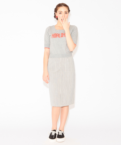 Ray BEAMS（レイビームス）の「○Ray BEAMS / バックチュール ヒッコリースカート（スカート・レディース・オフホワイト・1/0）」の5枚目の写真