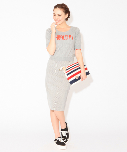 Ray BEAMS（レイビームス）の「○Ray BEAMS / バックチュール ヒッコリースカート（スカート・レディース・オフホワイト・1/0）」の6枚目の写真