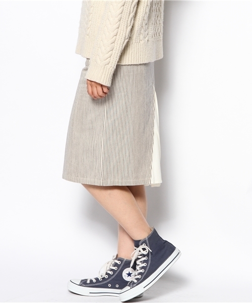 Ray BEAMS（レイビームス）の「○Ray BEAMS / バックチュール ヒッコリースカート（スカート・レディース・オフホワイト・1/0）」の8枚目の写真