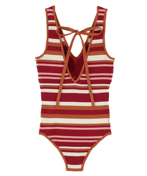 セール】Multi Stripe Knit Bodysuit/ストライプボディスーツ