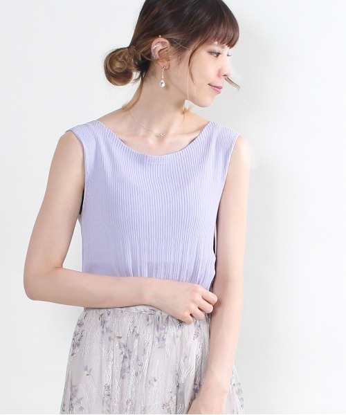 12Twelve Agenda（トゥエルブ　アジェンダ）の「ボートネックノースリーブリブニットプルオーバー（ニット/セーター・レディース・ベージュ/パープル/ブラック/ブラウン/ホワイト/ラベンダー・M）」の6枚目の写真