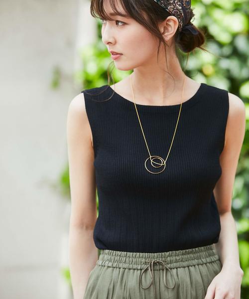 12Twelve Agenda（トゥエルブ　アジェンダ）の「ボートネックノースリーブリブニットプルオーバー（ニット/セーター・レディース・ベージュ/パープル/ブラック/ブラウン/ホワイト/ラベンダー・M）」の3枚目の写真