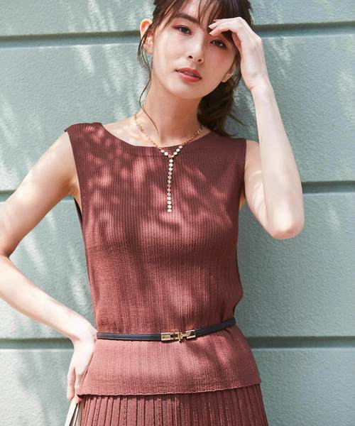 12Twelve Agenda（トゥエルブ　アジェンダ）の「ボートネックノースリーブリブニットプルオーバー（ニット/セーター・レディース・ベージュ/パープル/ブラック/ブラウン/ホワイト/ラベンダー・M）」の13枚目の写真