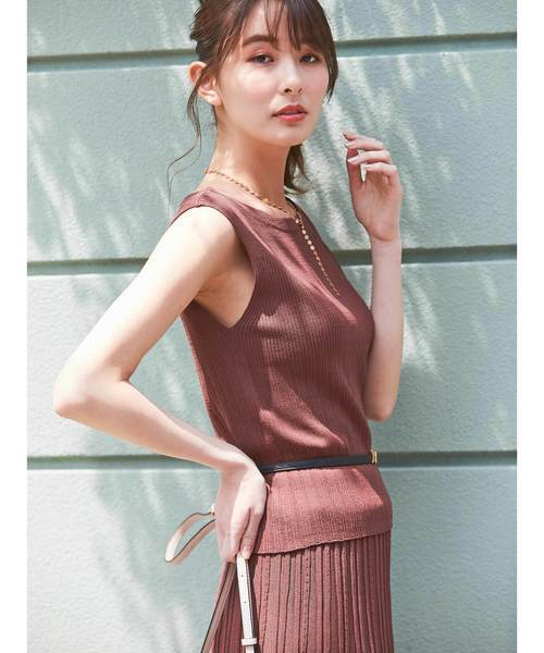 12Twelve Agenda（トゥエルブ　アジェンダ）の「ボートネックノースリーブリブニットプルオーバー（ニット/セーター・レディース・ベージュ/パープル/ブラック/ブラウン/ホワイト/ラベンダー・M）」の14枚目の写真