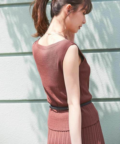 12Twelve Agenda（トゥエルブ　アジェンダ）の「ボートネックノースリーブリブニットプルオーバー（ニット/セーター・レディース・ベージュ/パープル/ブラック/ブラウン/ホワイト/ラベンダー・M）」の15枚目の写真