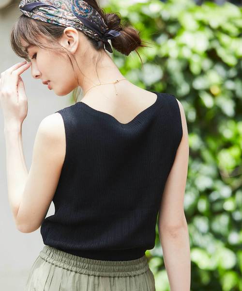 12Twelve Agenda（トゥエルブ　アジェンダ）の「ボートネックノースリーブリブニットプルオーバー（ニット/セーター・レディース・ベージュ/パープル/ブラック/ブラウン/ホワイト/ラベンダー・M）」の20枚目の写真