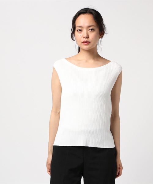 12Twelve Agenda（トゥエルブ　アジェンダ）の「ボートネックノースリーブリブニットプルオーバー（ニット/セーター・レディース・ベージュ/パープル/ブラック/ブラウン/ホワイト/ラベンダー・M）」の7枚目の写真