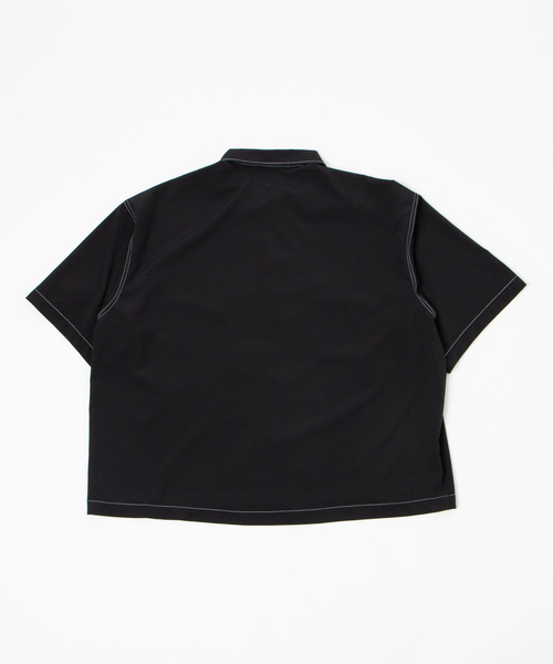 WEGO(ウィゴー)の「WEGO/配色ステッチ5分袖ビッグシルエットポプリンシャツ(シャツ/ブラウス・メンズ・ブラック/ベージュ/ネイビー・MEDIUM/LARGE)」の9枚目の写真