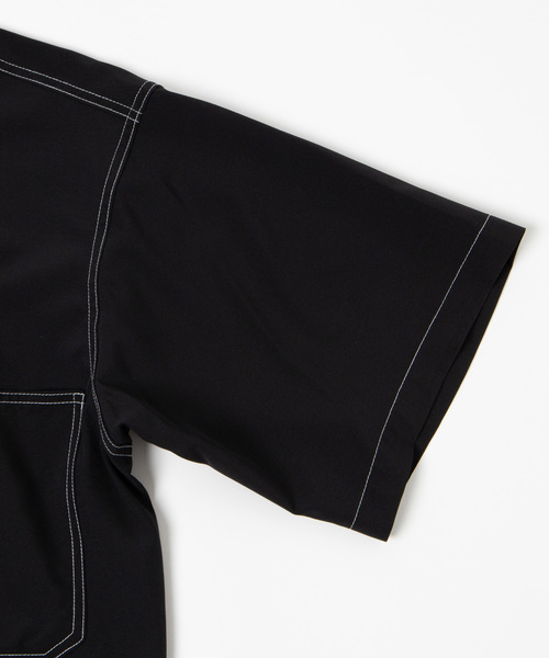 WEGO(ウィゴー)の「WEGO/配色ステッチ5分袖ビッグシルエットポプリンシャツ(シャツ/ブラウス・メンズ・ブラック/ベージュ/ネイビー・MEDIUM/LARGE)」の11枚目の写真