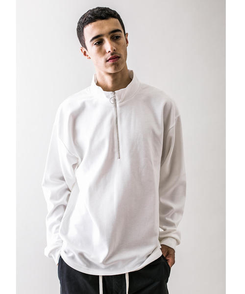 MONKEY TIME（モンキータイム）の「＜monkey time＞ TC/PONTI HALF ZIP/ハーフジップカントソー（Tシャツ/カットソー・メンズ・ライム/ホワイト/ブラック・S/M/XL/L）」の2枚目の写真