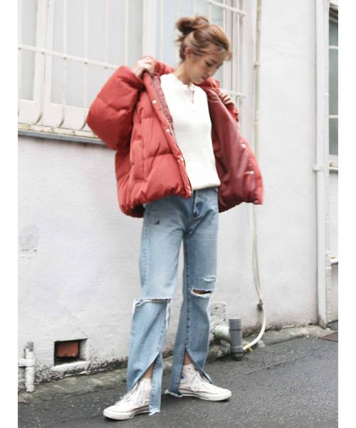 Ungrid（アングリッド）の「ヘムスリットクラッシュストレートデニム（デニムパンツ・レディース・ブルー・24inch/25inch/26inch）」の7枚目の写真