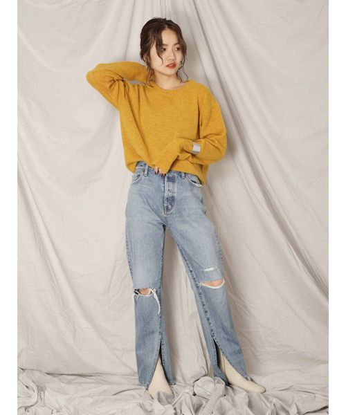 Ungrid（アングリッド）の「ヘムスリットクラッシュストレートデニム（デニムパンツ・レディース・ブルー・24inch/25inch/26inch）」の8枚目の写真