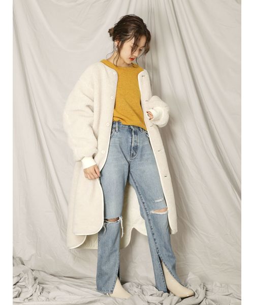 Ungrid（アングリッド）の「ヘムスリットクラッシュストレートデニム（デニムパンツ・レディース・ブルー・24inch/25inch/26inch）」の9枚目の写真