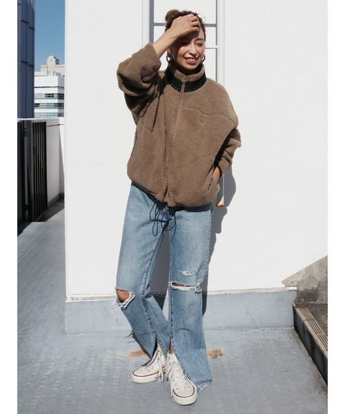 Ungrid（アングリッド）の「ヘムスリットクラッシュストレートデニム（デニムパンツ・レディース・ブルー・24inch/25inch/26inch）」の14枚目の写真