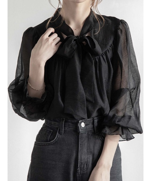 amel（エイメル）の「ボウタイブラウス（シャツ/ブラウス・レディース・ブラック・FREE）」の4枚目の写真