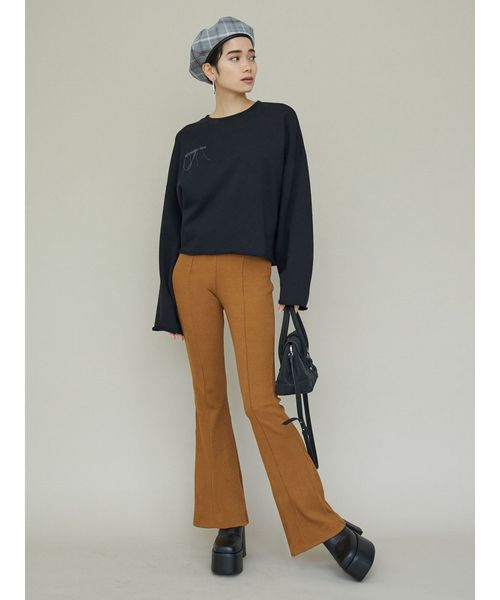 EMODA（エモダ）の「パネルパターンフレアパンツ（その他パンツ・レディース・ブラック/ベージュ/ライム・FREE）」の4枚目の写真