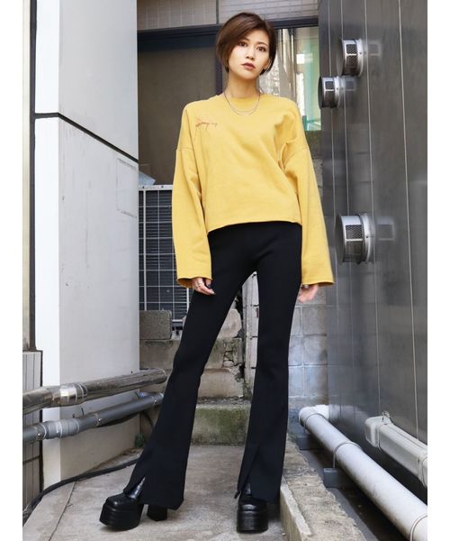 EMODA（エモダ）の「パネルパターンフレアパンツ（その他パンツ・レディース・ブラック/ベージュ/ライム・FREE）」の5枚目の写真