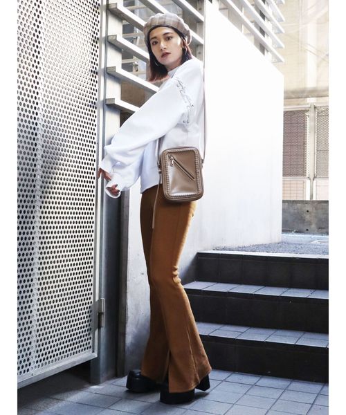 EMODA（エモダ）の「パネルパターンフレアパンツ（その他パンツ・レディース・ブラック/ベージュ/ライム・FREE）」の6枚目の写真