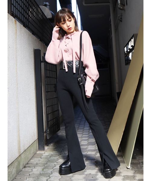 EMODA（エモダ）の「パネルパターンフレアパンツ（その他パンツ・レディース・ブラック/ベージュ/ライム・FREE）」の7枚目の写真