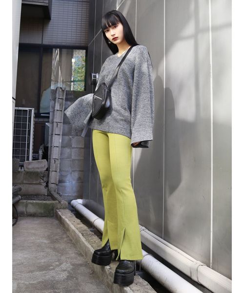 EMODA（エモダ）の「パネルパターンフレアパンツ（その他パンツ・レディース・ブラック/ベージュ/ライム・FREE）」の8枚目の写真