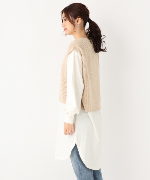 GLOBAL WORK（グローバルワーク）の「ニットベストレイヤードワンピース/861960（ワンピース・レディース・オフホワイト/ブラウン系その他6・MEDIUM/LARGE）」の7枚目の写真