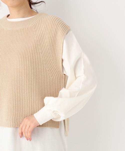 GLOBAL WORK（グローバルワーク）の「ニットベストレイヤードワンピース/861960（ワンピース・レディース・オフホワイト/ブラウン系その他6・MEDIUM/LARGE）」の10枚目の写真