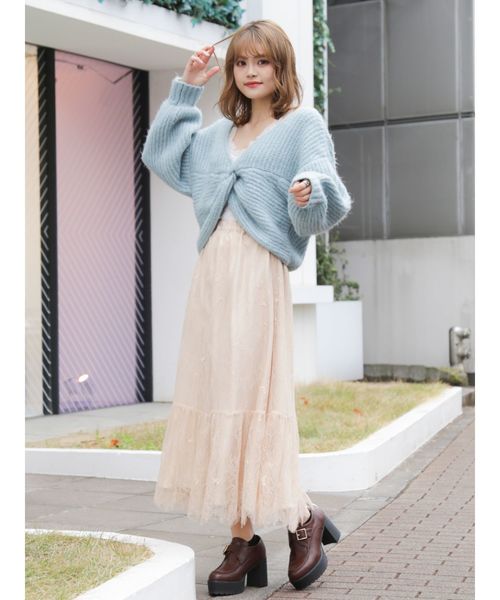 dazzlin（ダズリン）の「レースマキシスカート（スカート・レディース・ベージュ/グリーン/ブラウン・FREE）」の4枚目の写真