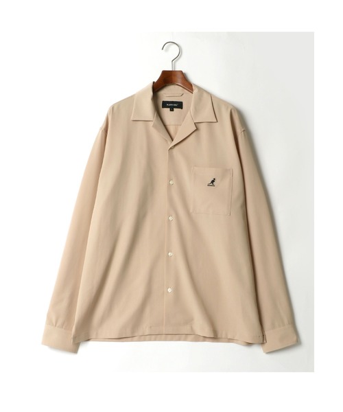 KANGOL(カンゴール)の「【KANGOL】ポリトロピカル オープンカラー シャツジャケット/開襟シャツ(シャツ/ブラウス・メンズ・ホワイト/ブラック/ベージュ/カーキ/ブルーグリーン・M/L/XL)」の4枚目の写真