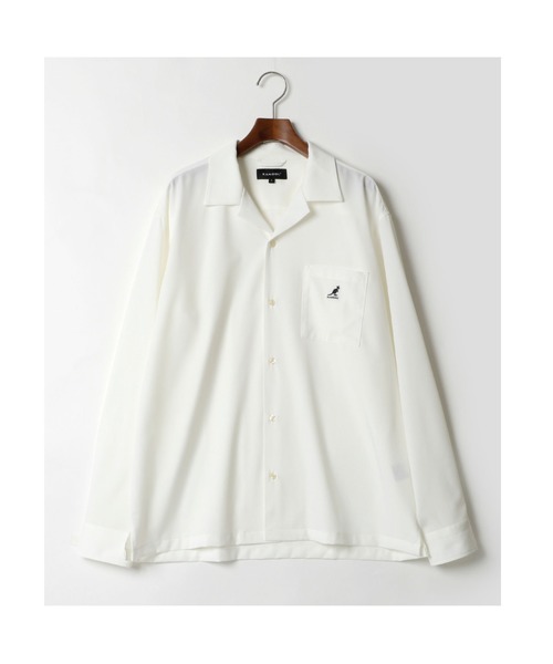 KANGOL(カンゴール)の「【KANGOL】ポリトロピカル オープンカラー シャツジャケット/開襟シャツ(シャツ/ブラウス・メンズ・ホワイト/ブラック/ベージュ/カーキ/ブルーグリーン・M/L/XL)」の2枚目の写真