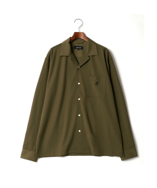 KANGOL(カンゴール)の「【KANGOL】ポリトロピカル オープンカラー シャツジャケット/開襟シャツ(シャツ/ブラウス・メンズ・ホワイト/ブラック/ベージュ/カーキ/ブルーグリーン・M/L/XL)」の1枚目の写真