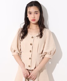 one after another NICE CLAUP | 袖タック麻風ブラウス(シャツ/ブラウス)