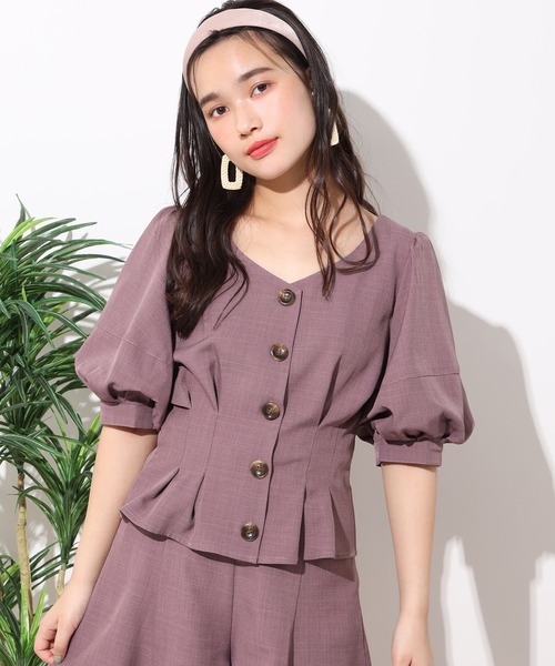 one after another NICE CLAUP（ワンアフターアナザーナイスクラップ）の「袖タック麻風ブラウス（シャツ/ブラウス・レディース・ベージュ/ダークパープル/ラベンダー/テラコッタ・FREE）」の3枚目の写真