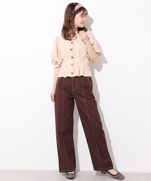 one after another NICE CLAUP（ワンアフターアナザーナイスクラップ）の「袖タック麻風ブラウス（シャツ/ブラウス・レディース・ベージュ/ダークパープル/ラベンダー/テラコッタ・FREE）」の22枚目の写真