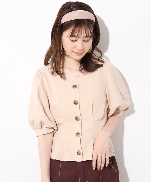 one after another NICE CLAUP（ワンアフターアナザーナイスクラップ）の「袖タック麻風ブラウス（シャツ/ブラウス・レディース・ベージュ/ダークパープル/ラベンダー/テラコッタ・FREE）」の17枚目の写真