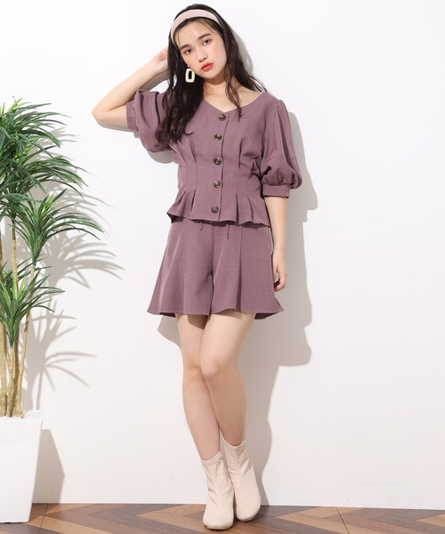 one after another NICE CLAUP（ワンアフターアナザーナイスクラップ）の「袖タック麻風ブラウス（シャツ/ブラウス・レディース・ベージュ/ダークパープル/ラベンダー/テラコッタ・FREE）」の8枚目の写真