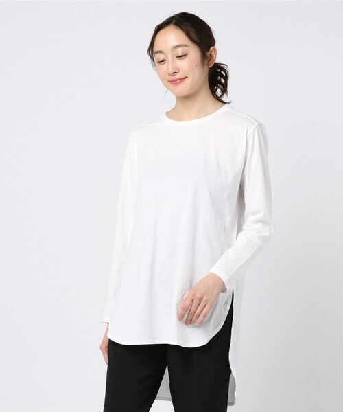 DROIT BELLO（ドロイトベロ）の「DROIT BELLO（ドロイトベロ）裾ラウンドロンT（Tシャツ/カットソー・レディース・ホワイト/グレー/グリーン・FREE）」の2枚目の写真