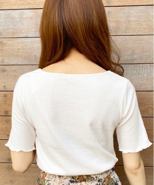 apres jour（アプレジュール）の「ハートネックリブトップス【ZOZOTOWN限定アイテム】（Tシャツ/カットソー・レディース・ブラック/アイボリー/ミント/モカ・フリー）」の8枚目の写真