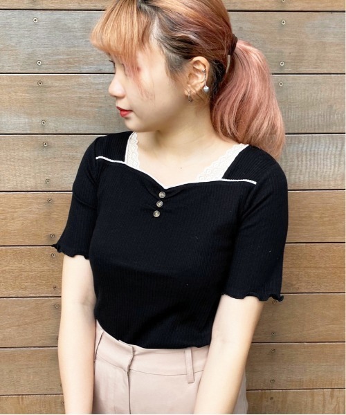 apres jour（アプレジュール）の「ハートネックリブトップス【ZOZOTOWN限定アイテム】（Tシャツ/カットソー・レディース・ブラック/アイボリー/ミント/モカ・フリー）」の10枚目の写真