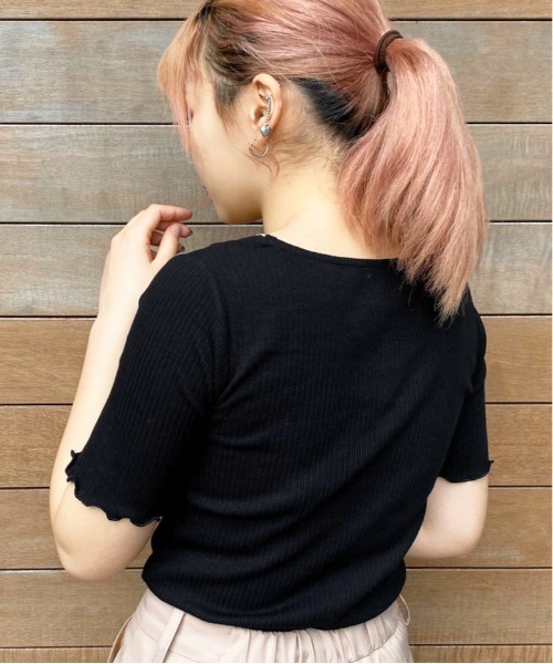 apres jour（アプレジュール）の「ハートネックリブトップス【ZOZOTOWN限定アイテム】（Tシャツ/カットソー・レディース・ブラック/アイボリー/ミント/モカ・フリー）」の13枚目の写真