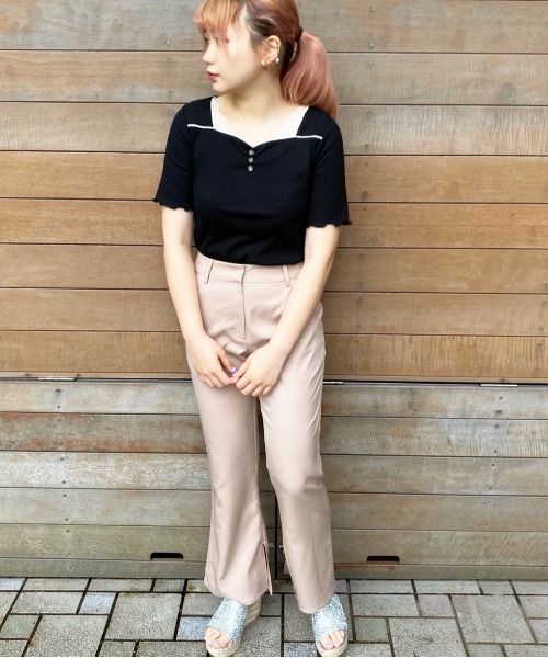 apres jour（アプレジュール）の「ハートネックリブトップス【ZOZOTOWN限定アイテム】（Tシャツ/カットソー・レディース・ブラック/アイボリー/ミント/モカ・フリー）」の14枚目の写真