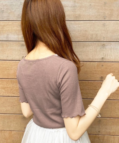 apres jour（アプレジュール）の「ハートネックリブトップス【ZOZOTOWN限定アイテム】（Tシャツ/カットソー・レディース・ブラック/アイボリー/ミント/モカ・フリー）」の18枚目の写真