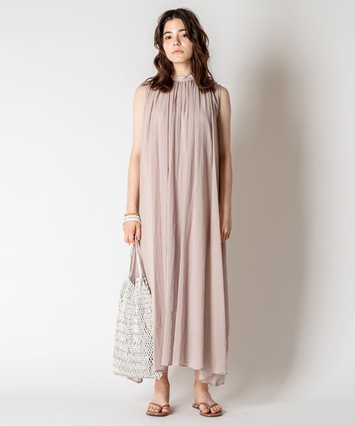 Whim Gazette コットンシフォンギャザーロングシャツワンピース　黒 Whim Gazette（ウィムガゼット）の「コットンシフォンギャザー