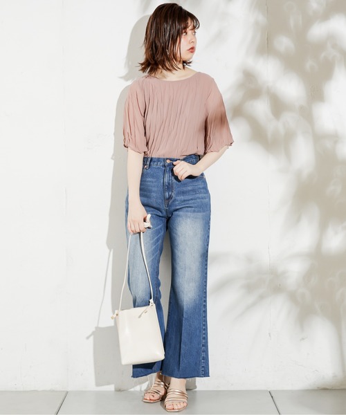 natural couture(ナチュラルクチュール)の「長さ変えれるフレアデニム(デニムパンツ・レディース・インディゴブルー/ブルー・SMALL/MEDIUM)」の6枚目の写真