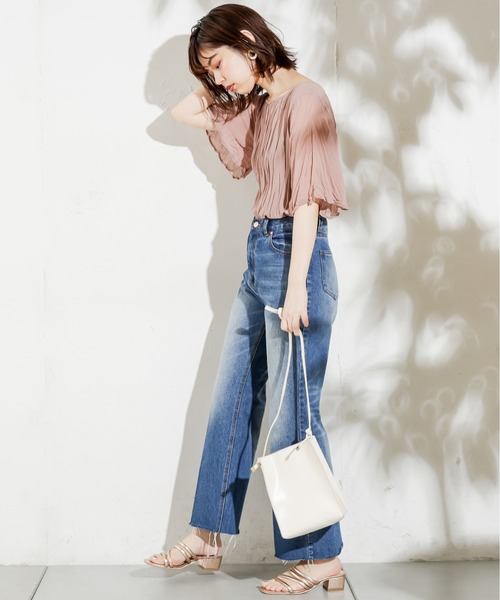 natural couture(ナチュラルクチュール)の「長さ変えれるフレアデニム(デニムパンツ・レディース・インディゴブルー/ブルー・SMALL/MEDIUM)」の7枚目の写真