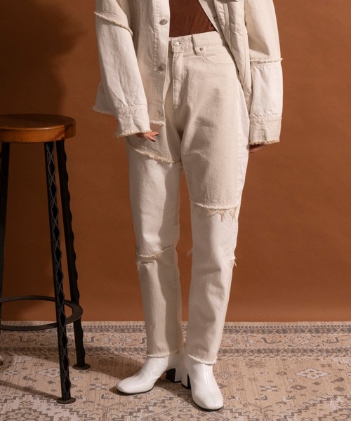 MAISON SPECIAL(メゾンスペシャル)の「リメイクライクテーパードデニムパンツ【MAISON SPECIAL/メゾンスペシャル】■セットアップ対応■(デニムパンツ・レディース・ホワイト/ブラック/グレー・38/36)」の6枚目の写真