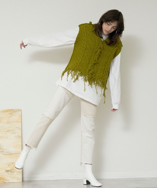 MAISON SPECIAL(メゾンスペシャル)の「リメイクライクテーパードデニムパンツ【MAISON SPECIAL/メゾンスペシャル】■セットアップ対応■(デニムパンツ・レディース・ホワイト/ブラック/グレー・38/36)」の15枚目の写真