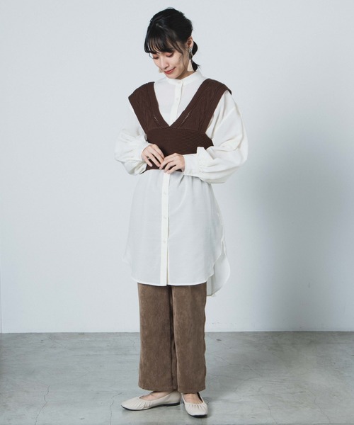 WEGO(ウィゴー)の「WEGO/コーデュロイストレートタックパンツ(スラックス・レディース・ブラック/ブルー/ブラウン/ベージュ/パープル/アイボリー・SMALL/MEDIUM)」の13枚目の写真