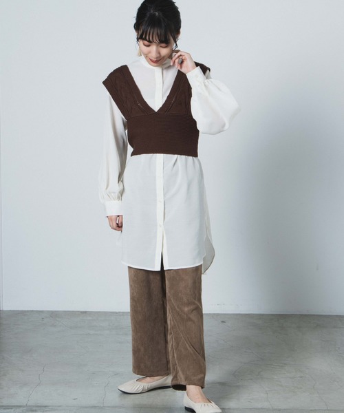 WEGO(ウィゴー)の「WEGO/コーデュロイストレートタックパンツ(スラックス・レディース・ブラック/ブルー/ブラウン/ベージュ/パープル/アイボリー・SMALL/MEDIUM)」の14枚目の写真