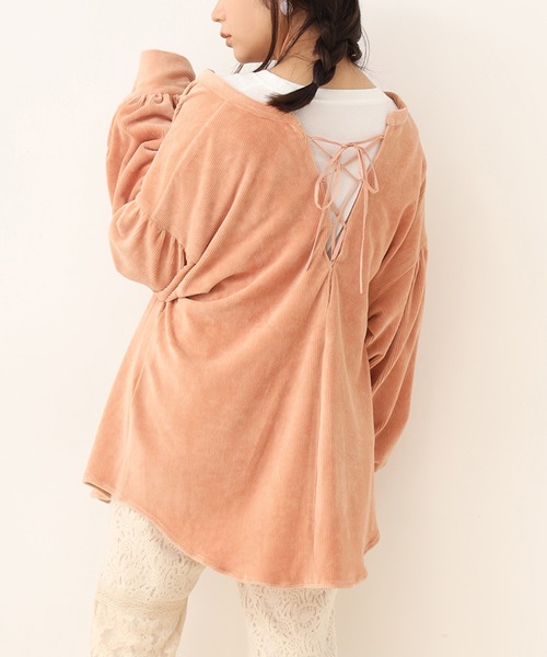 one after another NICE CLAUP（ワンアフターアナザーナイスクラップ）の「前後2wayコール天シャツ（シャツ/ブラウス・レディース・モカ/ライトベージュ/ブルー/オレンジ・FREE）」の4枚目の写真